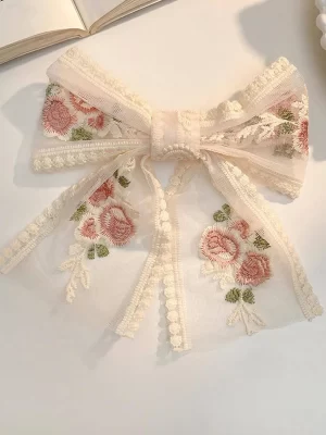 Embroidery Lace Hair Bow