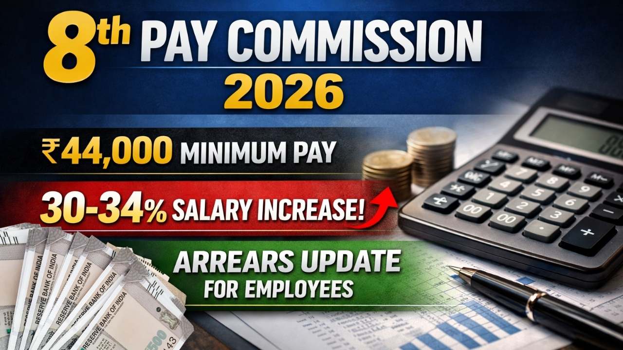 8th Pay Commission 2026: ₹44,000 Minimum Pay, 30–34% Salary Increase And Arrears Update for Employees